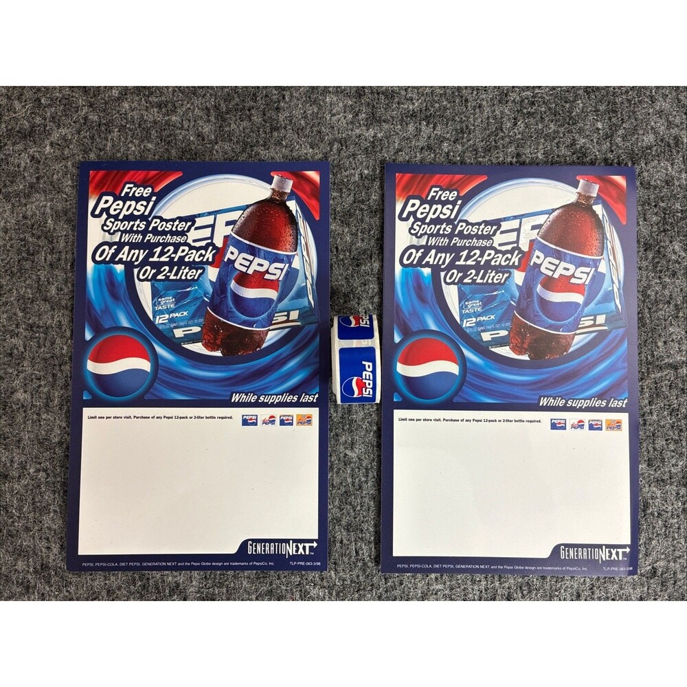 Pepsi Generation Next 1990s Stickers Store Door Display Advertising 2 Liter 12pk
